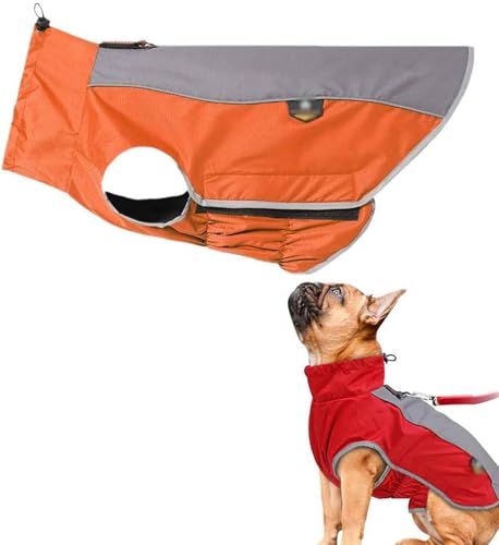 Hunde-Regenmäntel, ultraleichte reflektierende Streifen, Hunde-Regenmantel, Geschirr-Loch-Regenmäntel für Hunde für Regen, Outdoor, Wandern, nasse Tage,XXXL,Orange von CHEKZ