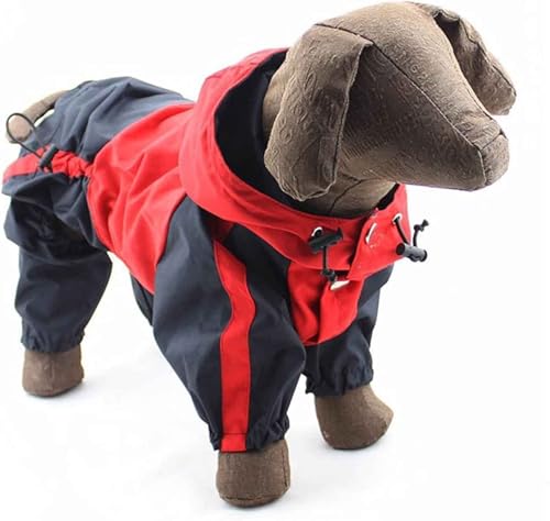 Hunde-Regenmantel, Oxford-Hundekleidung, Jacke, Welpen-Overall, Kostüm, mittlere und große Hunde, Regenmantel, Kapuzenjacke,L,Red von CHEKZ