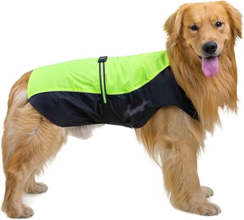 Hunde-Regenmantel-Jacke, Hunde-Regenmantel, große Hundekleidung, Labrador-Golden-Retriever-Regenmantel, reflektierende Französisch-Bulldogge-Jacke, Haustier-Poncho,3XL,Green von CHEKZ
