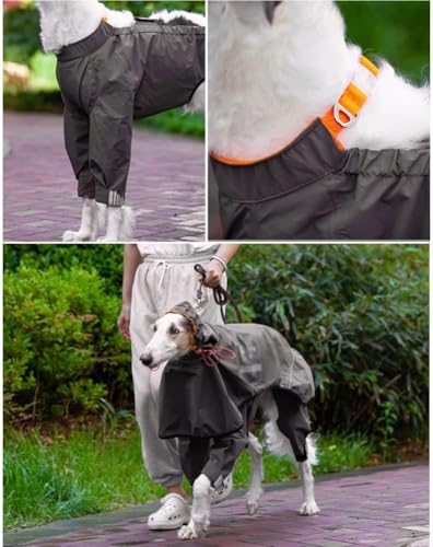 Hunderegenmantel Regenmantel für Hunde, Verstellbarer Kordelzug-Regenmantel-Poncho für den Außenbereich mit Beinen, Welpenjacke mit reflektierendem Band und Kapuze,XL,Blue von CHEKZ