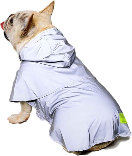Regenmäntel für Welpenhunde mit Kapuze, Bein- oder Cape-Design, Regenjacke für kleine Hunde mit Kapuze,L,Silver von CHEKZ
