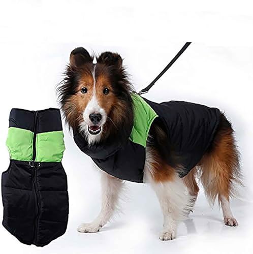 Wintermantel für Hunde, Bekleidung, für Hunde und Katzen, warm, weich, leicht, Mantel, Jacke, Weste, Geschirr, gepolstert, warme Winterkleidung für kleine, mittelgroße und große,3XL,Green von CHEKZ