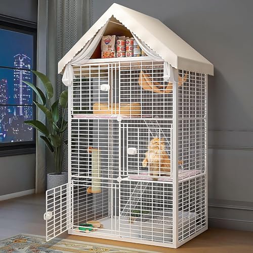 Großer Katzenkäfig, DIY-Katzenkäfig für den Innenbereich, abnehmbarer Katzenlaufstall, Kleintierkäfig, halbgeschlossene Katzengehege, großer Übungsort, ideal für 1–2 Katzen (Größe: 92 x 47 x von CHEMYO