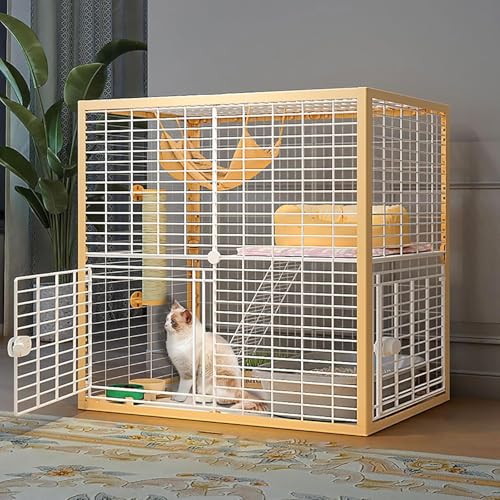 Großer Katzenkäfig, DIY-Katzenkäfig für den Innenbereich, abnehmbarer Katzenlaufstall, Kleintierkäfig, halbgeschlossene Katzengehege, großer Übungsort, ideal für 1–2 Katzen (Größe: 92 x 47 x von CHEMYO