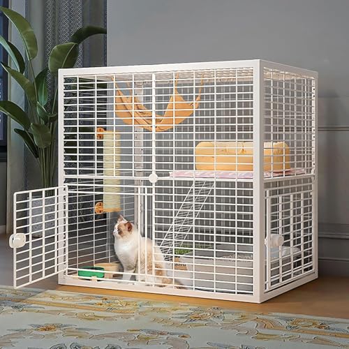 Großer Katzenkäfig, DIY-Katzenkäfig für den Innenbereich, abnehmbarer Katzenlaufstall, Kleintierkäfig, halbgeschlossene Katzengehege, großer Übungsort, ideal für 1–2 Katzen (Größe: 92 x 47 x von CHEMYO