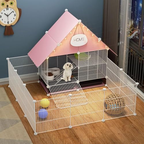 Haustier-Laufstall, Hunde-Laufstall – DIY-Kleintierkäfig für den Innen- und Außenbereich, tragbarer Metalldraht-Hofzaun für Welpen, Kätzchen, Hasen von CHEMYO