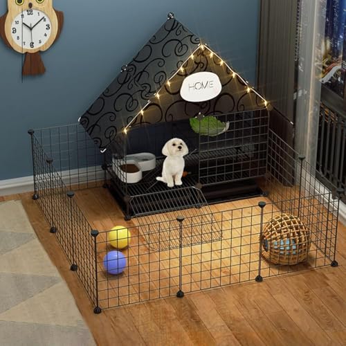 Haustier-Laufstall, Hunde-Laufstall – DIY-Kleintierkäfig für den Innen- und Außenbereich, tragbarer Metalldraht-Hofzaun für Welpen, Kätzchen, Hasen von CHEMYO