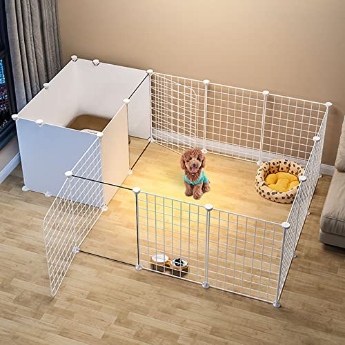 Hundestall Indoor – Katzenkäfig Kaninchenstall, Metall Haustier Laufstall Katzen Übungsstall Kistenkäfig Zwinger Hund Faltbar für Meerschweinchen, Kaninchen, Rennmäuse, Welpen, DIY Metalldr von CHEMYO