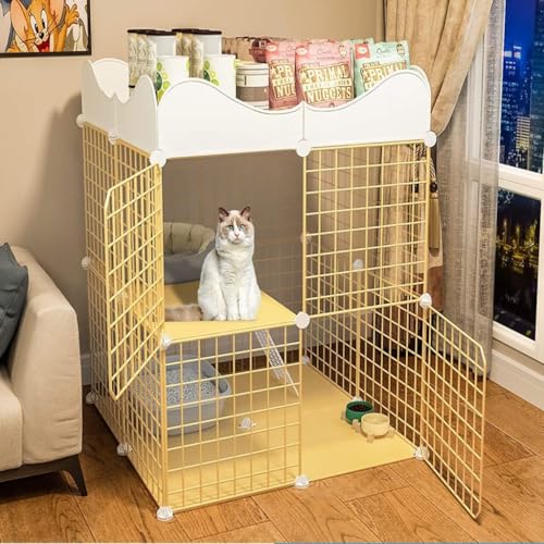 Katzenkäfig, Käfig mit dichtem Draht, Frettchenkäfig, Zwinger, Haustiergehege für Welpen, Kaninchen und Chinchillas (Größe: 83 x 75 x 75 cm) von CHEMYO