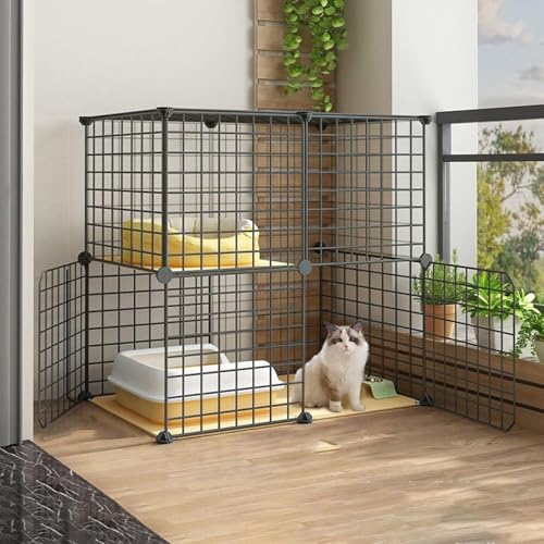 Katzenkäfig, Katzenkäfige für Katzen im Innenbereich, Katzenlaufstall, Katzen-Außengehege, DIY-Katzenlaufstall, Metallhütte mit Plattformmatte für 1–2 Katzen, Frettchen, Chinchilla, Kaninche von CHEMYO