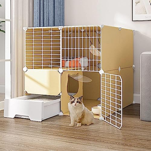 Katzenkäfig – Chinchilla-Käfig, Kaninchenkäfig, für den Innenbereich, groß, mit Katzentoilette, DIY-Katzenlaufstall, abnehmbarer Metalldraht, Kätzchenhütten, Kiste, Kleintierkäfig für Hausti von CHEMYO