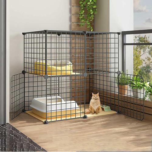 Katzenkäfig DIY Katzengehege Katzenhütte für den Innenbereich 1-2-3 Etagen Katzenkäfig Großer Katzenkäfig Katzenkiste mit Katzentoilette – für Katzen, Hasen, Chinchilla – Katzenlaufstall Ide von CHEMYO