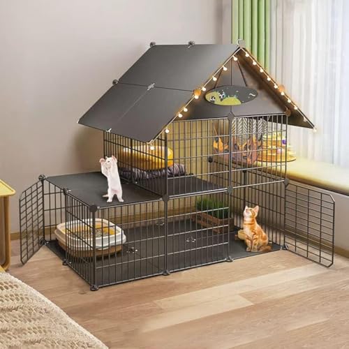 Katzenkäfig-Ecke, große Katzenhütten, Kätzchenkäfig, Katzenhaus, große Katzenkäfige, Innen-Katzenlaufstall, abnehmbarer Metalldraht, Innen-DIY-Kiste, großer Übungsplatz, ideal (Größe: 111 x von CHEMYO