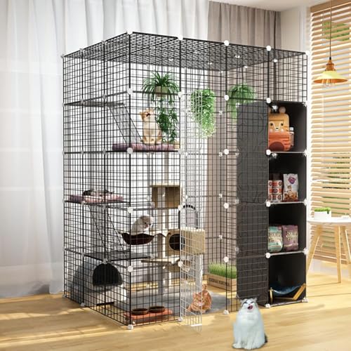 Katzenkäfig – Katzenlaufstall, Haustierkäfige für Katzen, Metallgehege, Netz, Übungshof, Zaun, Käfig für kleine Haustiere, Kaninchen, Igel, Katzen, Meerschweinchen von CHEMYO