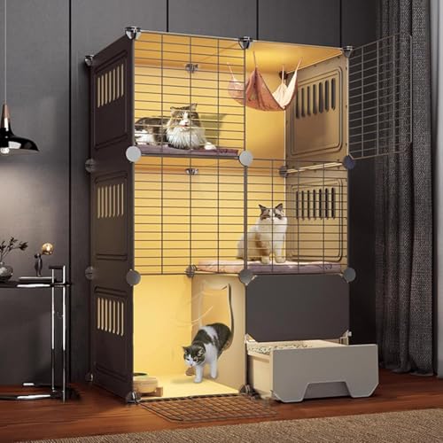 Katzenkäfig für den Innenbereich, Katzengehege, geschlossene Katzentoilette, Katzenvilla, großer Katzenspielbereich mit Katzentür, für 1–2 Katzen, Frettchen, Chinchilla, Kaninchen, Kleintier von CHEMYO