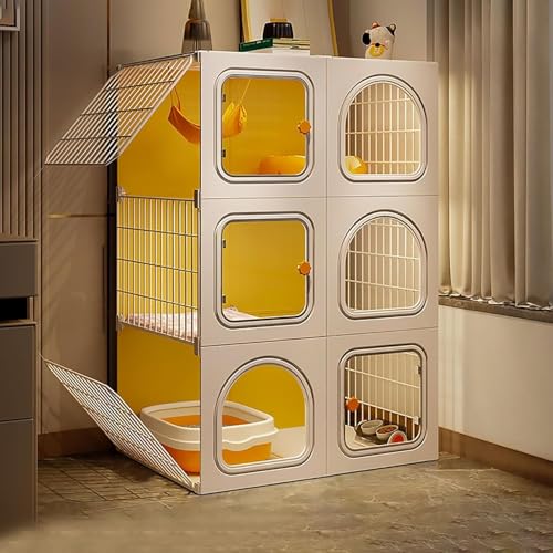 Katzenkäfig für den Innenbereich – DIY Katzenlaufstall, abnehmbarer Kleintierkäfig, Katzengehege mit Katzentoilette, Katzenzaun für 1–3 Katzen (Farbe: ohne Katzentoilette, Größe: 70 x 45 x 1 von CHEMYO