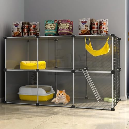 Katzenkäfig für drinnen – Katzen-Laufstall, Chinchilla-Käfig, Kleintierkäfig, DIY-Design, Katzengehege, Katzenhütten für Kätzchen, Welpen, Hasen, Übung (Größe: 107 x 37 x 72 cm-A) von CHEMYO