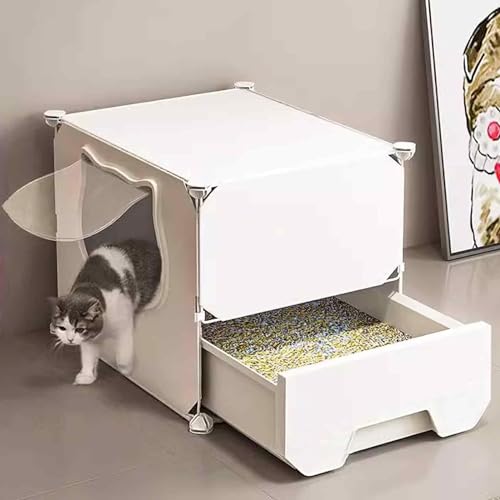 Katzenkäfig mit Katzentoilette, Katzenspielställe, Katzenstreugehege, Metall und ABS-Kunststoff, leicht zu reinigen, leicht zu montieren/37 * 37 * 37 cm von CHEMYO