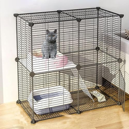 Katzenkäfige für den Innenbereich, Katzengehege – DIY-Laufstall für Haustiere, Haustierkäfige für Katzen, Metallgehege mit Tür für kleine Haustiere, Kaninchen, Igel, Katzen, Meerschweinchen von CHEMYO