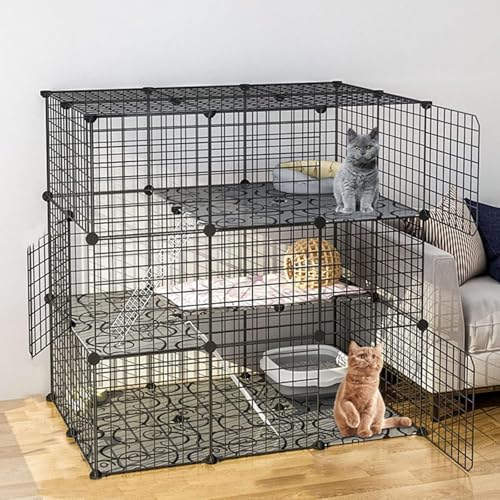 Katzenkäfige für den Innenbereich, Katzengehege – DIY-Laufstall für Haustiere, Haustierkäfige für Katzen, Metallgehege mit Tür für kleine Haustiere, Kaninchen, Igel, Katzen, Meerschweinchen von CHEMYO