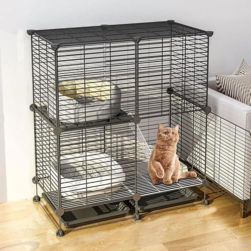 Katzenkäfige für den Innenbereich, Katzengehege – DIY-Laufstall für Haustiere, Haustierkäfige für Katzen, Metallgehege mit Tür für kleine Haustiere, Kaninchen, Igel, Katzen, Meerschweinchen von CHEMYO