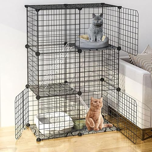 Katzenkäfige für den Innenbereich, Katzengehege – DIY-Laufstall für Haustiere, Haustierkäfige für Katzen, Metallgehege mit Tür für kleine Haustiere, Kaninchen, Igel, Katzen, Meerschweinchen von CHEMYO