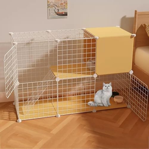 Katzenkäfige für den Innenbereich, groß, DIY-Katzenlaufstall für Kleintiere, Katzenkäfige für Hauskatzen, mit Katzennest + Katzenhängematte + Katzentoilette + Katzennapf, Haustierhaus-Zaun f von CHEMYO