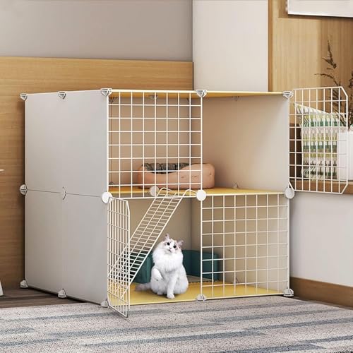 Katzenkäfige für den Innenbereich, groß, Katzengehege, Katzenschrank, halbgeschlossener Katzenkäfig, DIY-Katzenlaufstall, Haustierzaun für den Innenbereich, mit Katzennest + Katzenhängematte von CHEMYO