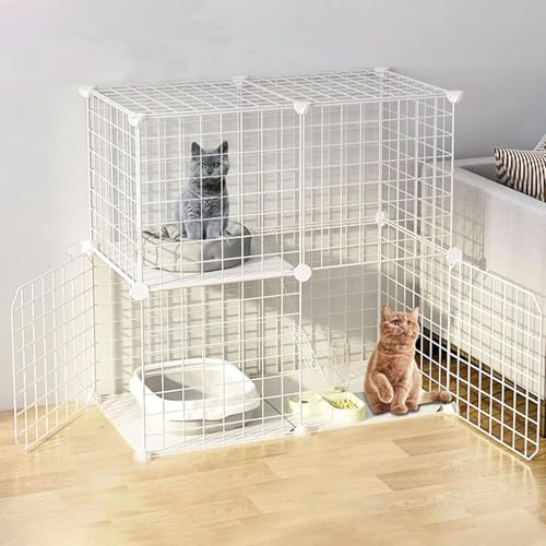 Katzenlaufstall – Katzenkäfige für den Innenbereich, DIY-Laufstall für Haustiere, Metallgehege mit Tür für kleine Haustiere, Kaninchen, Igel, Katzen, Meerschweinchen, inklusive Hammer, Pane von CHEMYO