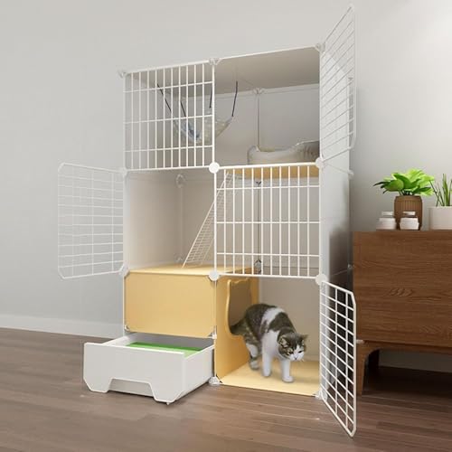 Katzenlaufstall für Hauskatzen, Katzengehege, Katzenspielgehege für den Innenbereich, abnehmbare Katzenkäfige aus Metalldraht, großer Übungsbereich für 1–4 Katzen im Freien, Kaninchen, Frett von CHEMYO