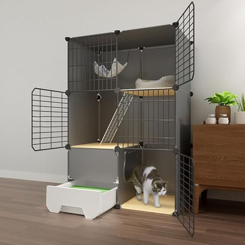 Katzenlaufstall für Hauskatzen, Katzengehege, Katzenspielgehege für den Innenbereich, abnehmbare Katzenkäfige aus Metalldraht, großer Übungsbereich für 1–4 Katzen im Freien, Kaninchen, Frett von CHEMYO