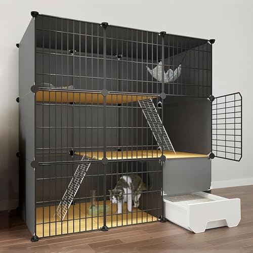 Katzenlaufstall für Hauskatzen, Katzengehege, Katzenspielgehege für den Innenbereich, abnehmbare Katzenkäfige aus Metalldraht, großer Übungsbereich für 1–4 Katzen im Freien, Kaninchen, Frett von CHEMYO