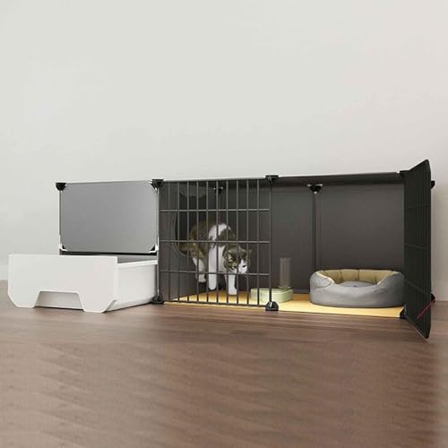 Katzenvilla für den Innenbereich mit geschlossener Katzentoilette, Laufstall für Haustiere, Katzenkäfig für den Innenbereich, Metall und ABS-Kunststoff, ultrabreite Plattform/111 * 49 * 39 c von CHEMYO