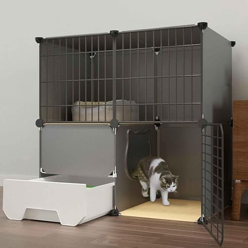 Katzenvilla für den Innenbereich mit geschlossener Katzentoilette, Laufstall für Haustiere, Katzenkäfig für den Innenbereich, Metall und ABS-Kunststoff, ultrabreite Plattform/75 * 49 * 75 c von CHEMYO