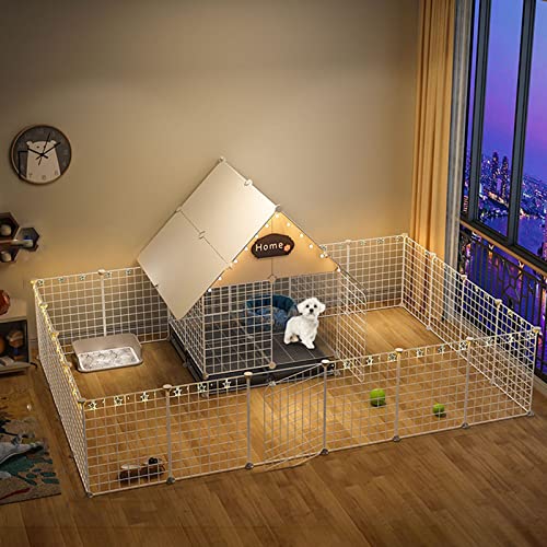 Laufstall für Hunde - DIY Pets Playpen, Cat Cage Dog Pen Indoor Small Animal Cage for Indoor Outdoor Use Metal Wire Yard Zaun für Welpen, Kätzchen, Meerschweinchen, Hasen von CHEMYO