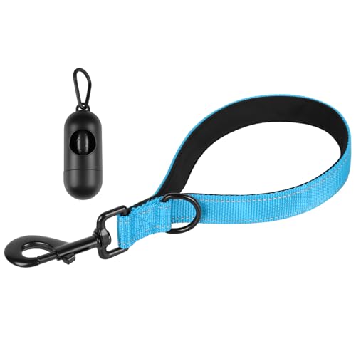 Hundeleine, kurze Hundeleine, Leinen für große Hunderassen, gepolsterter Griff, reflektierende Trainingsleine, perfekt für mittelgroße bis große Hunde (30,5 cm, Blau) von CHENEDY