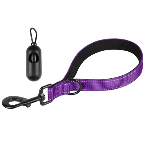 Hundeleine, kurze Hundeleine, Leinen für große Hunderassen, gepolsterter Griff, reflektierende Trainingsleine, perfekt für mittelgroße bis große Hunde (30,5 cm, Violett) von CHENEDY