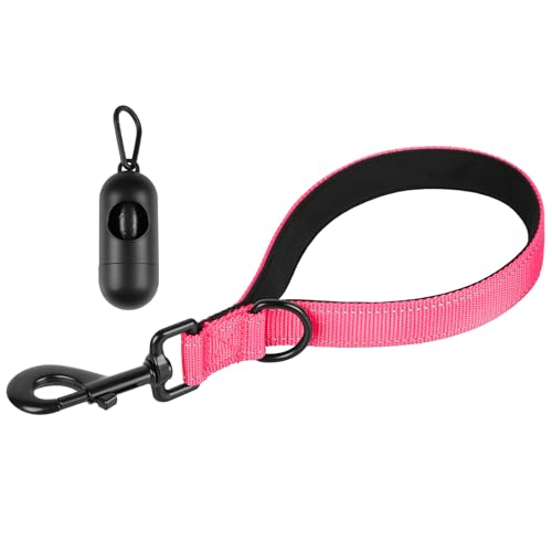 Hundeleine, kurze Hundeleine, Leinen für große Hunderassen, gepolsterter Griff, reflektierende Trainingsleine, perfekt für mittelgroße bis große Hunde (30,5 cm, Rosa) von CHENEDY