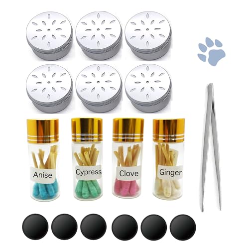 Hundeduft Arbeit Starter Kit verfügbar in Anis, Birke, Nelke Vetiver Geschmack Hundeduft Training Kit, Nasenarbeit, Hund Duftwerk Reine Öl-Tupfer Sets (6 magnetische Box &4 Tupfer) von CHENGXINWENHUA