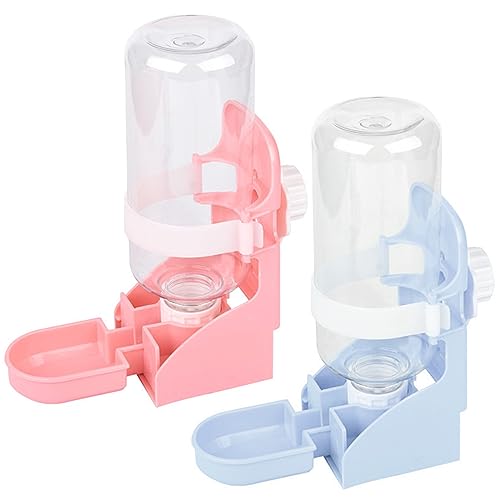 Kaninchen Automatischer Wasserspender, 2 Stück 500ml Hängend Haustier Wasserspender Haustier Trinkflasche für Hamster Kaninchen Chinchilla Igel Eichhörnchen Kleintiere (Weiß, Rosa, 20,5 * 15 * 8,3cm) von CHENKEE