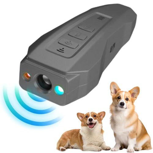 BarkGuard - Bark Guard Anti Barking Device for Dogs, 2024 Antibell für Hunde mit LED Taschenlampe, Ultraschall Anti Bell Gerät mit 3 Einstellbaren Modi, Hundebell-Trainingsgerät für Außen (Grau) von CHENRI