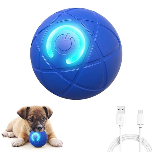 CHENRI Ball Toy for Dogs, Hundeball Hundespielzeug, Schüttelball für Hunde, Vibrationsball für Hunde, selbstrollender Ball Hund, LED hundespielzeug Ball, elektrisch hundeball für alle Hunde (Blau) von CHENRI