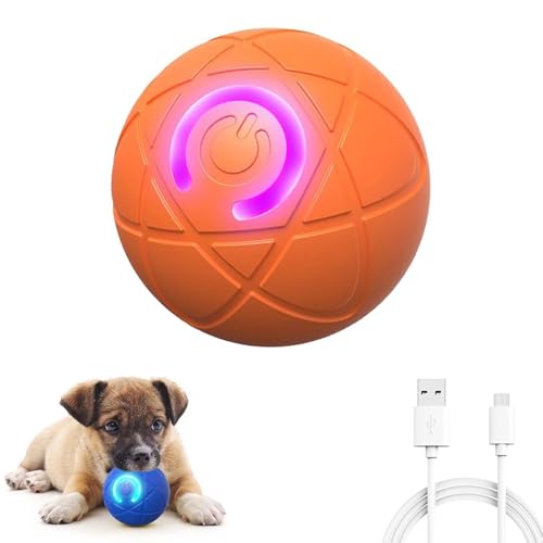 CHENRI Ball Toy for Dogs, Hundeball Hundespielzeug, Schüttelball für Hunde, Vibrationsball für Hunde, selbstrollender Ball Hund, LED hundespielzeug Ball, elektrisch hundeball für alle Hunde (Orange) von CHENRI