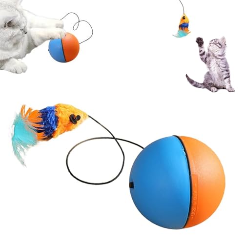 CHENRI Interactive Cat Ball Toy, Interaktives Ballspielzeug für Katzen, Katzenspielzeug mit Innenbereich Katzen Feder, Elektrisch Katzenball, Automatischer 360 Grad Katzenspielzeug für Katzen (Blau) von CHENRI