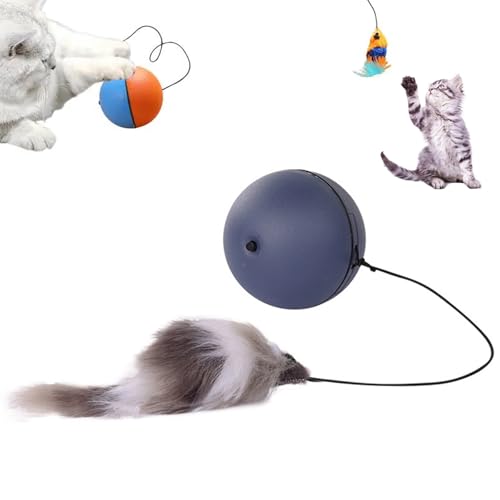 CHENRI Interactive Cat Ball Toy, Interaktives Ballspielzeug für Katzen, Katzenspielzeug mit Innenbereich Katzen Feder, Elektrisch Katzenball, Automatischer 360 Grad Katzenspielzeug für Katzen (Grau) von CHENRI