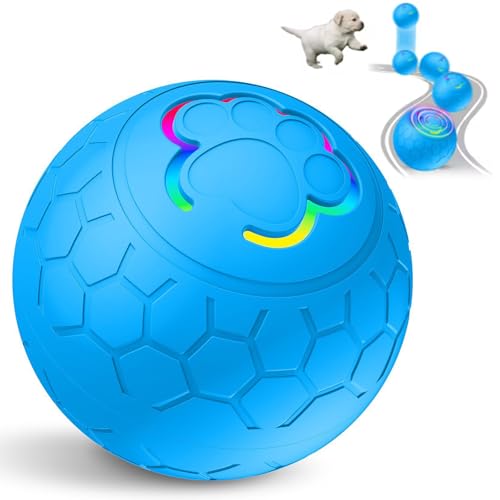 CHENRI Jowl Jiggler Dog Toy, Wackelball Spielzeug für Hunde, Interaktives Hundespielzeug Hundeball, 360° automatisch rollendes Ballspielzeug mit LED, Elektrisch Hundespielzeug für alle Hunde (Blau) von CHENRI