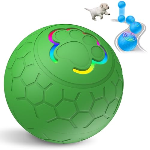 CHENRI Jowl Jiggler Dog Toy, Wackelball Spielzeug für Hunde, Interaktives Hundespielzeug Hundeball, 360° automatisch rollendes Ballspielzeug mit LED, Elektrisch Hundespielzeug für alle Hunde (Grün) von CHENRI