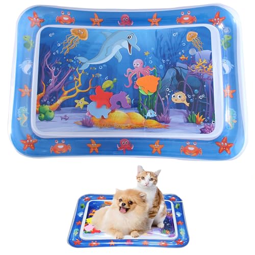 CHENRI Sensor Water Playmat, Sensorische Wasser Spielmatte für Katzen, Wassermatte Sensorisches Spielzeug, Sommer Wasserspielmatte, Interaktives Katzenspielzeug, Wassermatte für Katzen, Hunde (G) von CHENRI