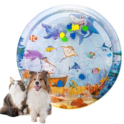 CHENRI Wassersensorische Spielmatte für Haustiere, Große Sensorische Wassermatte Für Katzen, Aufblasbare Wassermatte Baby Spielzeug, Sommer Wasserspielzeug für Kinder, Katzen und Hunde (C, L) von CHENRI