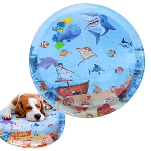 CHENRI Water Sensor Pad for Pets, Meereswelt Sensorische Wassermatte für Katzen Hunde, Große Aufblasbare Wassermatte Baby Spielmatte, Sommer Interaktives Wasserspielzeug für Kinder, Haustiere (100CM) von CHENRI